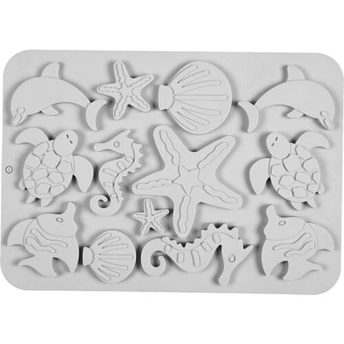 New Creative Underwater World conch shell mould 3D DIY practical wave Star fondant cake decoration embossing mold silicone mold