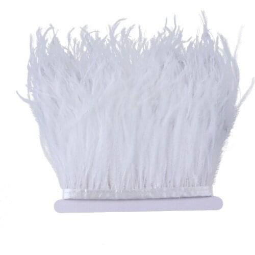Wholesale 15-18CM White Natural Ostrich Feather Trim Clothes Sewing Decorative Carnival Accessory Dress With Feather For Crafts
