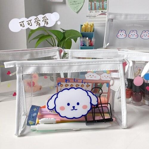 Transparent Kawaii Pencil Bag Cosmetic Bag Storage Bag Pencilcase For Girls Gift Portable Travel Bag Wash Bag Korean Stationery