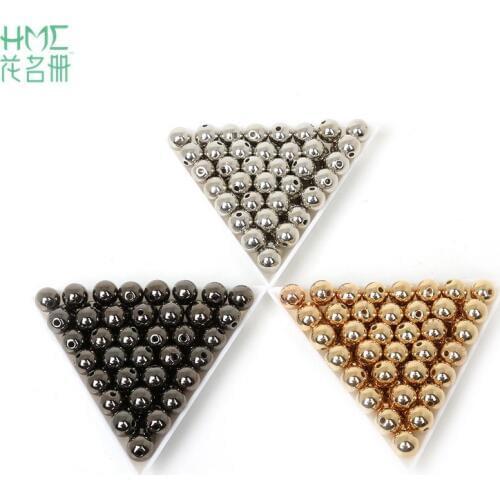 4/6/8/10/12mm Plated Gold Acrylic Beads Round Spacer CCB Plastic Beads For Jewelry Making Bracelet Necklace DIY Jewerly Findings