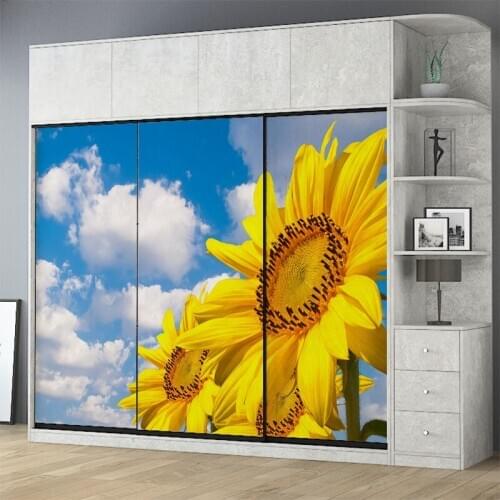 Custom rose flower wardrobe stickers bedroom warm renovation stickers sliding door decoration stickers self-adhesive glass