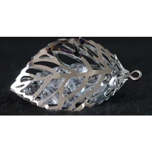 HOT crystal pendants silver-color arc leaf cage 17x32mm 23x52mm pendant jewelry 2pcs B887