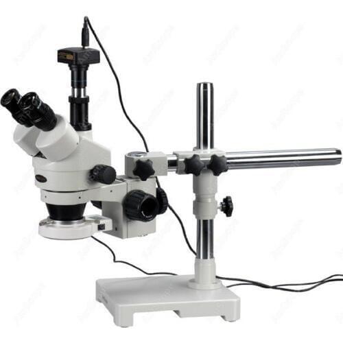 Industrial Inspection -AmScope Supplies 3.5X-90X Trinocular LED Boom Stand Stereo Microscope + 3MP Camera