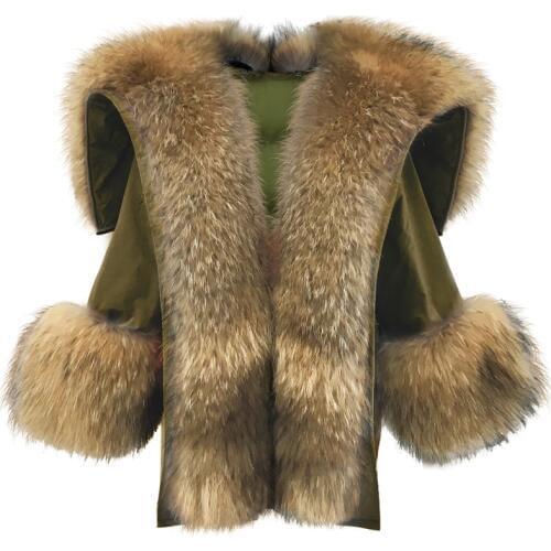 Rf1941 Luxury Womens Real Fur Parka Down Lining Removable High Street Super Big Fur Collar Natural Fur Coat Winter Jacket