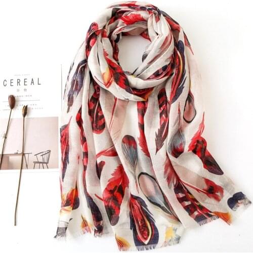VISROVER Fashion Summer Floral Printing Hijab Scarf Women Scarf Luxury Brand Shawls Foulard Beach Scarf Tassel Cover-ups Wraps