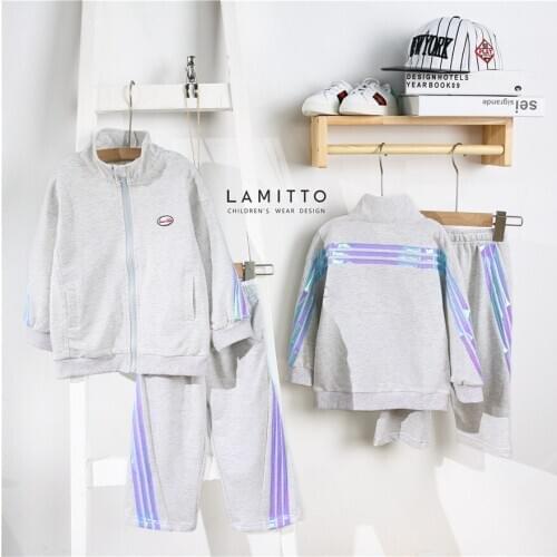 Tonytaobaby Spring New Boys and Girls Childrens Stripe Simple Youth School Uniform Style Sportswear Set