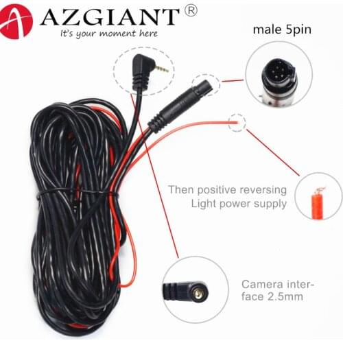 6/10M 5pin 2.5mm jack extension Cable For car RCA Video Rear View Camera male, DVR Camera Cable