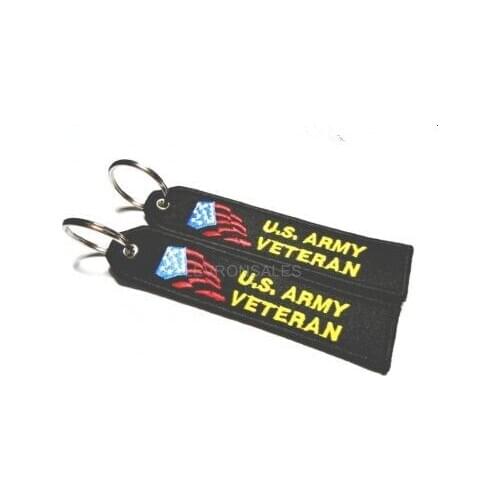 US Army Veteran Embroidery Keychain Veteran Military Keychain