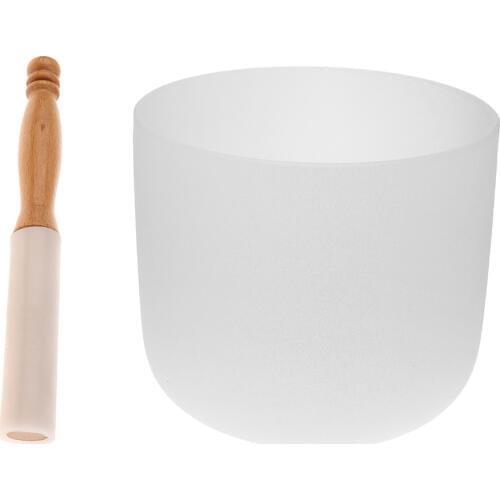 Finest 7inch F Note Quartz Crystal Singing Bowl with Rubber Mallet Stick for Meditation Yoga Accessory