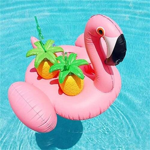 Hot Pink Flamigo 4 Holes Cup Holder Pool Floats Drink Holder Swimming Pool Float Bathing Pool Toy Party Decoration Bar Coasters