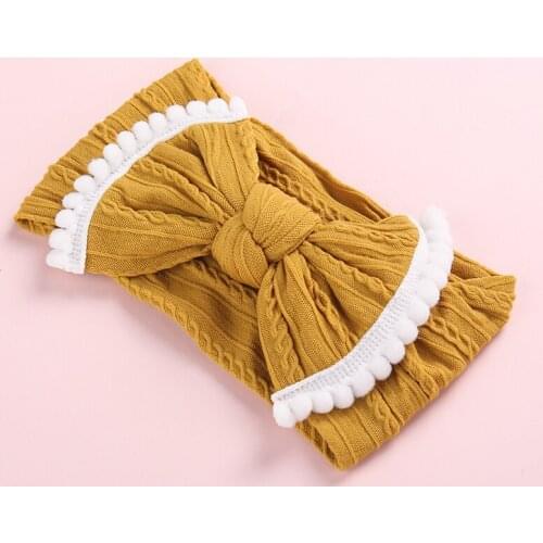 Knot Bows Wide Nylon Headbands,Cable Knitted Bows Nylon Hairbands,Stretchy Cotton BowsTurban Headwraps,Baby Girls Hair Accessory