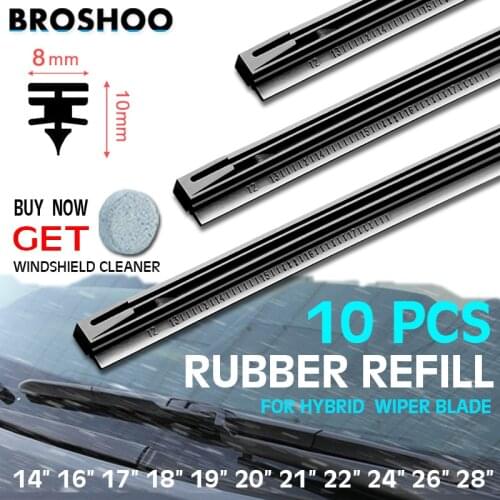 10PCS Car Wiper Blade Vehicle Insert Rubber strip (Refill) 8mm Soft 14"16"17"18"19"20"21"22"24"26"28" for Hybrid Car Accessories