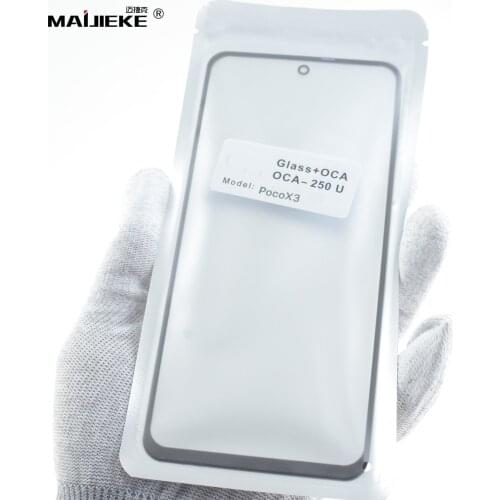 10PCS Screen Front Glass With OCA Glue For Xiaomi Pocophone X3 Pro Poco X3 NFC LCD Touch Screen Lens Replacement