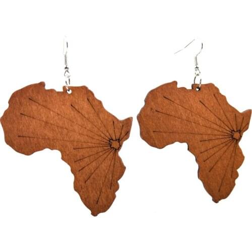 12 Pairs Good Quality Wood Earrings Organic brown Hollow African Woman Wooden Brincos