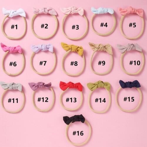 Bulk 60pc/lot Mini Knot Cotton Kids Hair Bows Headband,cotton Handtied Bow Nylon Headband For Girls Hair Accessories