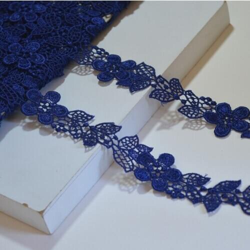 2 Meters 2.5cm Width Flower Floral Custom Design Wedding Dress New Style Embroidery Sapphire Lace Trim for Clothing Decoration