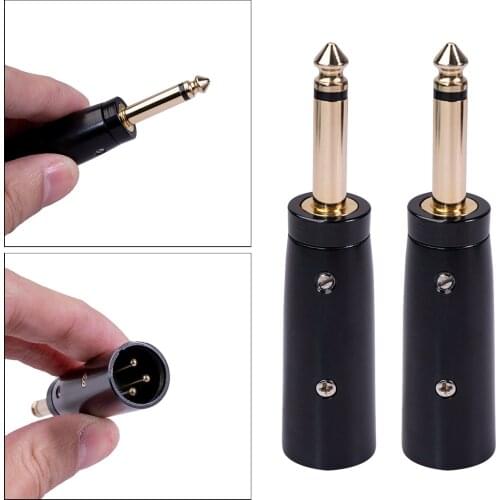 2x Zinc Alloy 3-Pin XLR Male to 1/4 6.35mm Male Plug TRS Socket Audio Mic Adapter