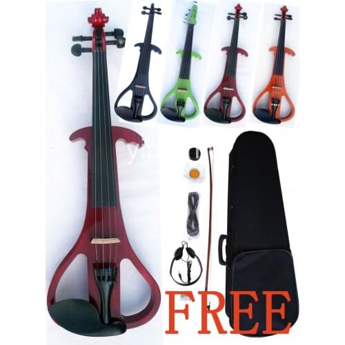 5 String Yinfente 4/4 Electric Violin Silent Sweet Tone Free Case+Bow #EV19 black