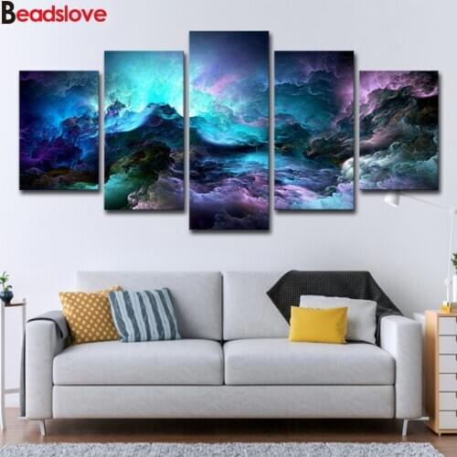 Abstract purple clouds landscape Diamond Painting 5 Piece Diy Full Square Round Drill Diamond Embroidery Mosaic Decor