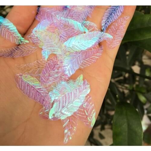 Sewing supplies DIY handmade wedding garment accessories 10*30mm transparent color white leaf sequins