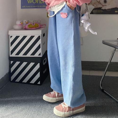 Casual pants women spring and summer new high street wild corduroy straight leggings trousers high waist loose slim pants women