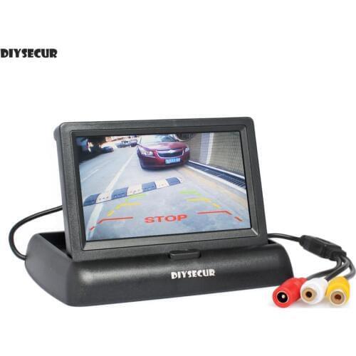 DIYSECUR 4.3" Foldable TFT LCD Car Reverse Rear View Car Monitor for Camera DVD VCR