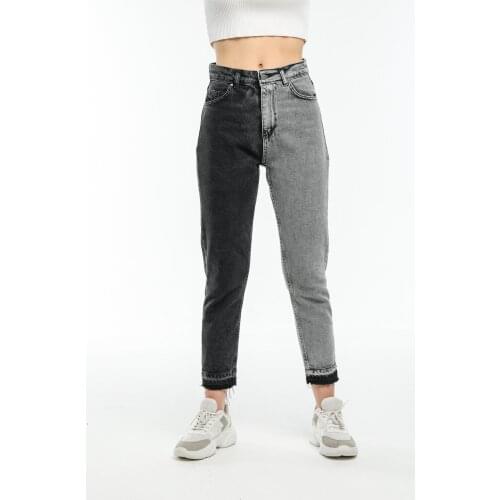 Double Colour Casual Skiny MOM Jeans High Waist Ripped Design Elastic Denim Women Summer Fashion Turkish Quality