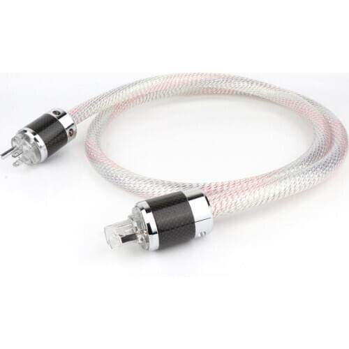 Hi-end 7N OFC silver plated US version power cable US AC power cord with carbon fiber rhodium plated power adapter connector
