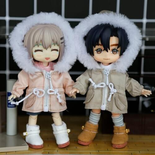 1PCS 1/12 Doll Military coat With Hat OB11 Cotton coat with hat obitsu11 Coat (Fit Ob11,obitsu11,BJD12,cu-poche,)