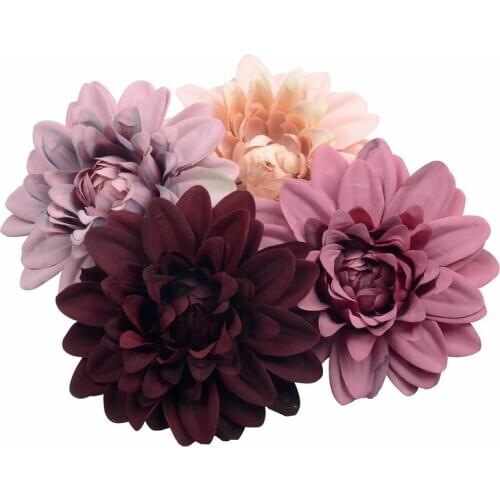 50PCS 10cm Artificial Dali Chrysanthemum Silk Flower Head For Home Wedding Party Decoration Scrapbooking DIY Fake Flowers Wall