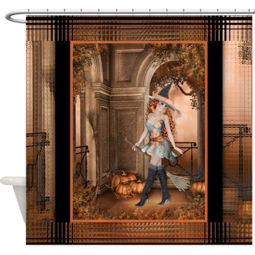 Beautiful Fall Witch 1 Shower Curtain Decorative Fabric Shower Curtain