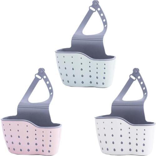 Kitchen Drain Hanging Basket Wash Sponge Brush Holder Bathroom Leaking Rack
