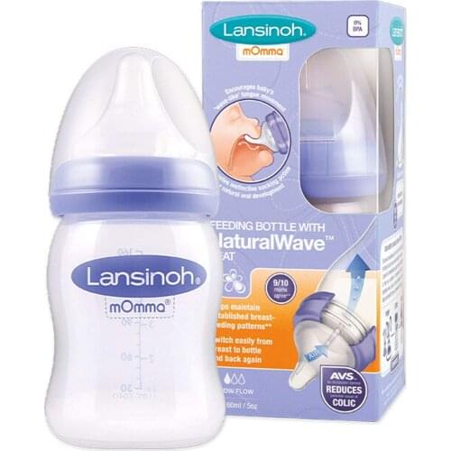 Lansinoh 75980 Baby Bottle 160 ml, Transparent, Slow Flow