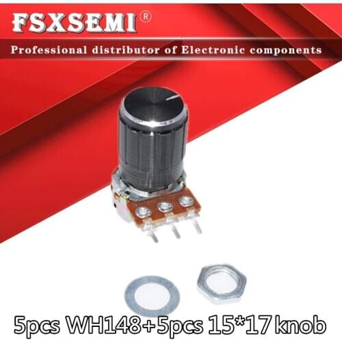 5set WH148 1K 10K 20K 50K 100K 500K Ohm 15mm 3 Pin Linear Taper Rotary Potentiometer Resistor for Arduino with 15x17 knob