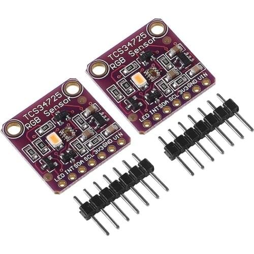 2PCS TCS34725 RGB Color Sensor Module with IR Filter and White LED I2C Interface for Arduino