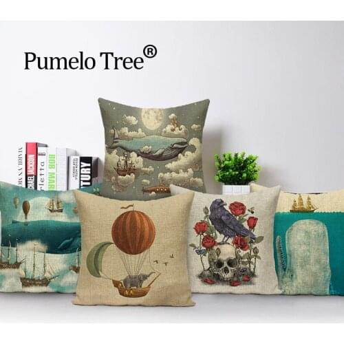 Marine pillow cover elephant chair Office Comfortable throw pillows linen whale print Cute Office Dropshipping cover cushion