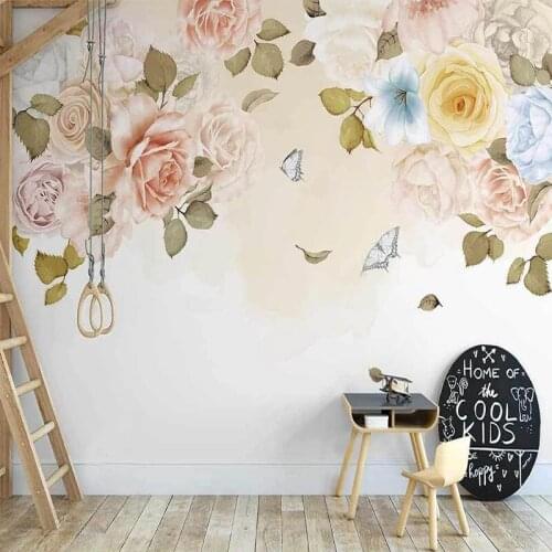 Custom Mural Wallpaper 3D Hand Painted Pastoral Flower Art Indoor Background Wall Painting Living Room Bedroom Home Decor Fresco