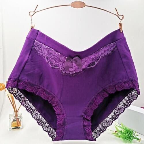 3Pcs/Lot Bow Lace Underclothes Lingeries Briefs Women Breathable Cotton Underwear Set Plus Size 5XL 6XL Ladys Panties