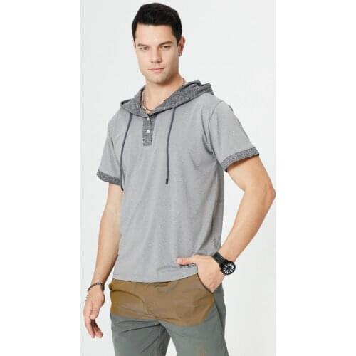 2021Summer New Trend Loose Mens Short Sleeved Patch Stitch Hooded Tshirt Outdoor Running Fitness Plus Size Man Harajuku T Shirt