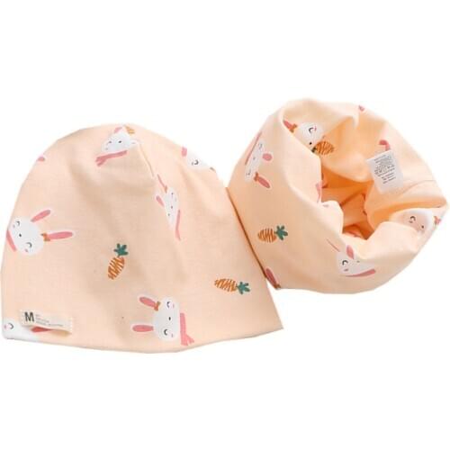 New Fashion Winter Cartoon Girls Hat Scarf Set Boys Girls Caps Children Neck Warmer Kids Skullies Beanies Cotton Baby Cap Set