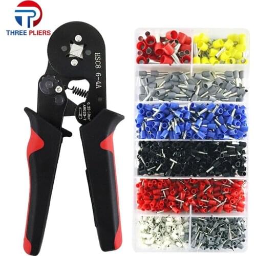 HSC8 6-4 0.25-10mm2 23-7AWG crimping pliers 1200pcs terminals for tube type needle type terminal crimp self-adjusting tool