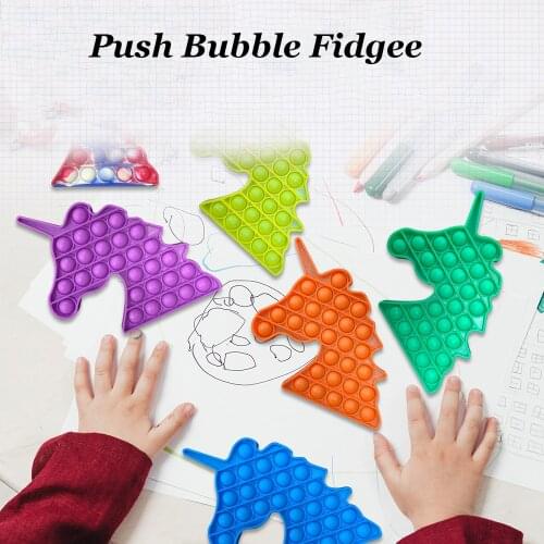 Push it Bubble Fidget Antistress Toys Adult Kids Unicorn Decompression It Fidget Sensory Board Autism Special Needs Squeeze Toy