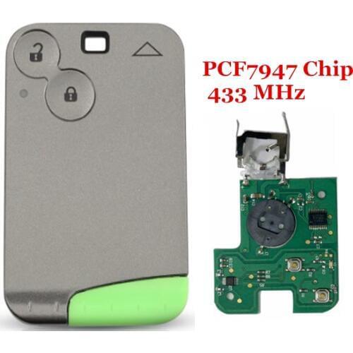 RMLKS 2 Button Remote Key PCF7947 Chip 7962Chip 433Mhz for Renault Laguna Espace 2001-2006 Smart Card Remote Fob Car Styling