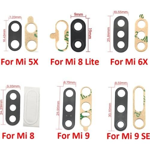 Back Rear Camera Glass Lens With Glue For Xiaomi Mi 10 11 9 8 lite Se A1 5X A2 6X 6 5 5S Plus 9T 10T Pro Poco X3 Note 10 Lite