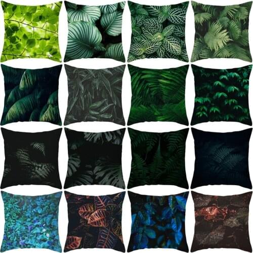 Tropical Plants Pillow Case Polyester Decorative Pillowcases Green Leaves Throw Pillow Case kussensloop almohada poszewka