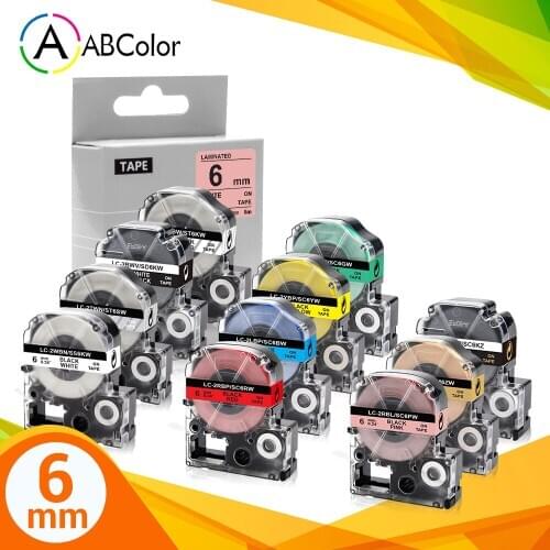 A ABCOLOR 1Pcs SS6KW label Compatible for Epson King Jim SS6KW LK-2WBN SC6RW ST6KW SC6YW Printer ribbon for Epson LW300 LW400