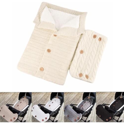 Knitted Newborn Swaddle Wrap Soft Baby Blanket Warm Infant Sleeping Bag Footmuff Cotton Envelope Stroller Accessories Blanket
