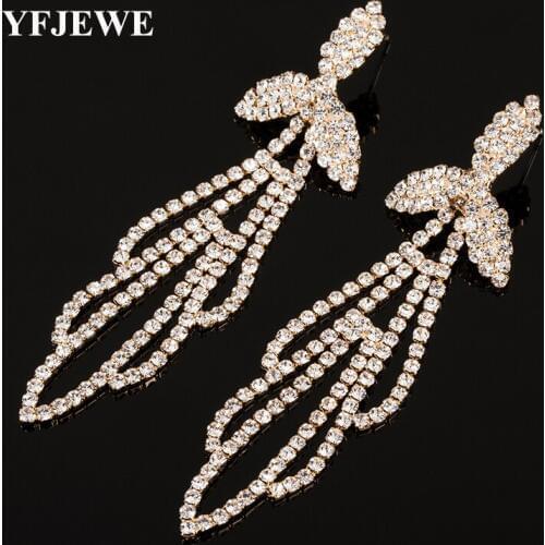 YFJEWE Fashion crystal drop earrings for women flower bride Earrings wedding Jewelry girls accessories wedding party gift #E365