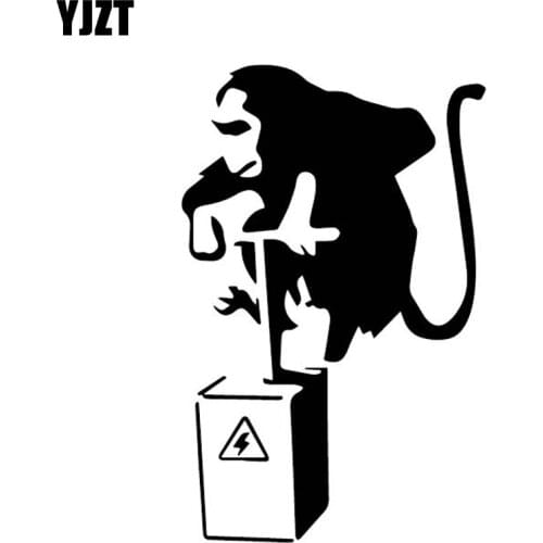 YJZT 10.5CM*16.4CM Monkeys Danger Decorate Car Sticker Bumper Accessories Vinyl Decal Black/Silver C4-1858