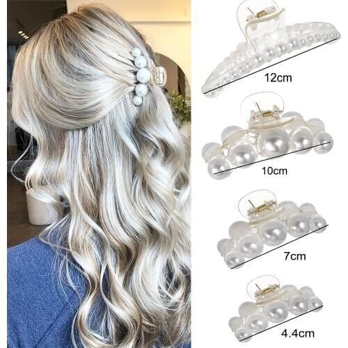Fashion Woman Classic Elegant Big Pearl Hair Claws Hair Clips Crab Girls Hair Accessories Hairpins Female Ornament Barrettes